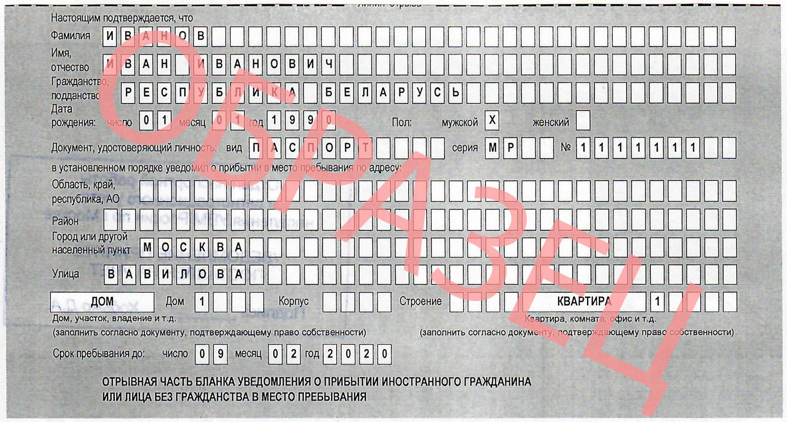 как выглядит временная регистрация для граждан рф в москве